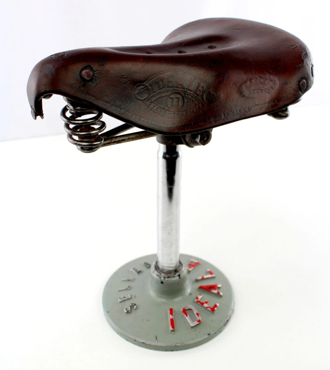 Selle IDEALE 77 Vintage Années 50-60 Pour Vélo Ancien - Cuir Marron, Occasion