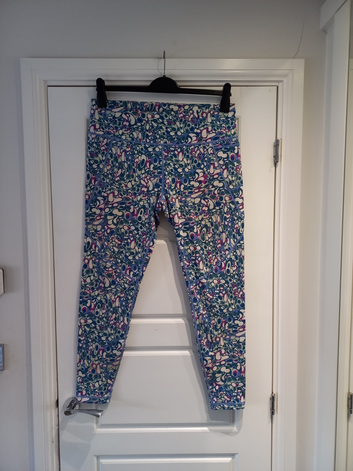 Sweaty Betty Blue Green Power Full Length Leggings Size XL 16 UK Pocket