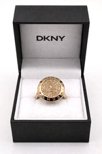 DKNY Crystal Set Rose Gold Plated Stainless Steel Ring-Size M 1/2-Champagne Gems