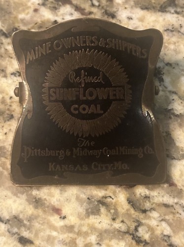 early SUNFLOWER COAL Kansas City Missouri advertising brass paper clip xz