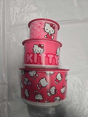 TUPPERWARE Limited Edition Hello Kitty One Touch Collection Set Of 3