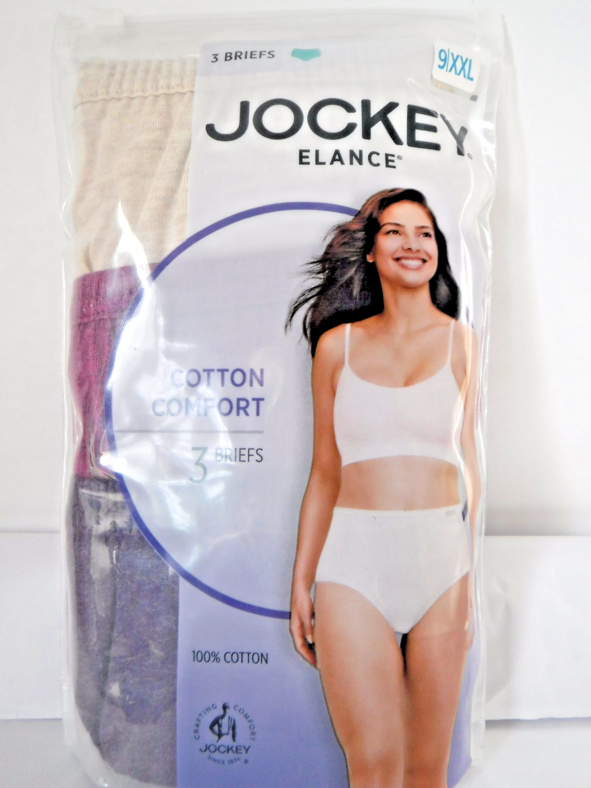 Jockey 3 Briefs Panties Cotton waistband 1486 Earth Rose Floral White mix sz 8