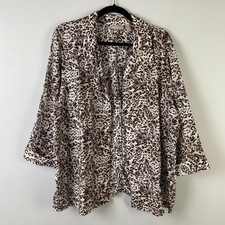 Chicos Open Front Lightweight Jacket Size 3 US XL Animal Print 3/4 Sleeves