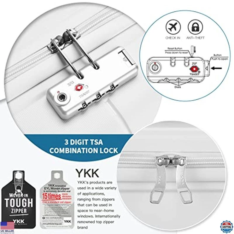 Juego de equipaje de mano de 20" y mini estuche cosmético de 14", lado rígido ligero, Foto 4 de 4