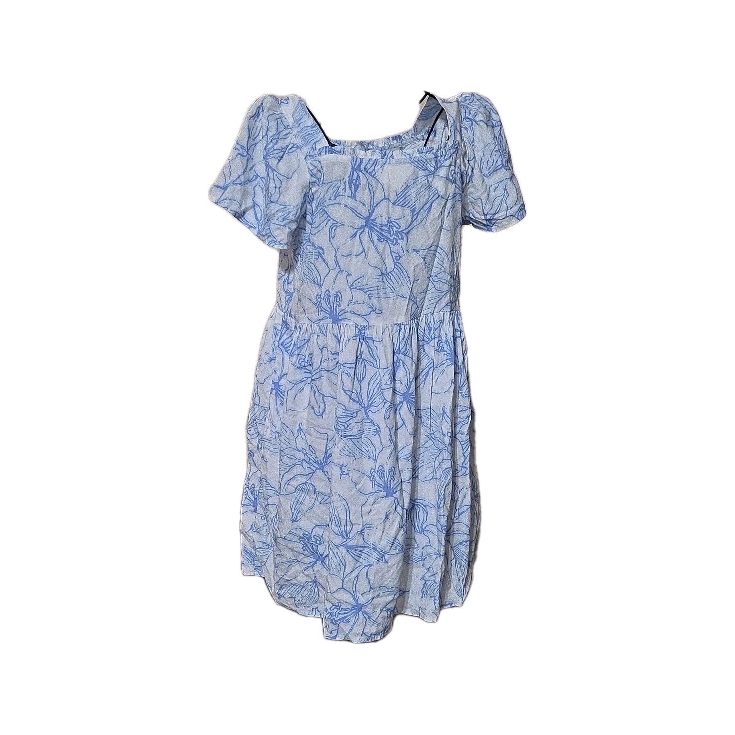 Tommy Hilfiger Girls Fit & Flare White Blue Floral Dress L (12-14) Viscose