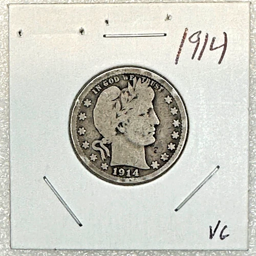 1914 Barber Quarter Silver VG