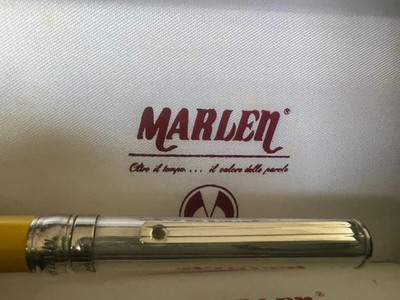   Marlen Stift Füllfederhalter Silber Fest 925 Lack Gelb Feder M