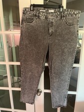 Ava  Viv High Rise Skinny Jeans Women's Plus Size 22 Gray Acid Wash Ankle