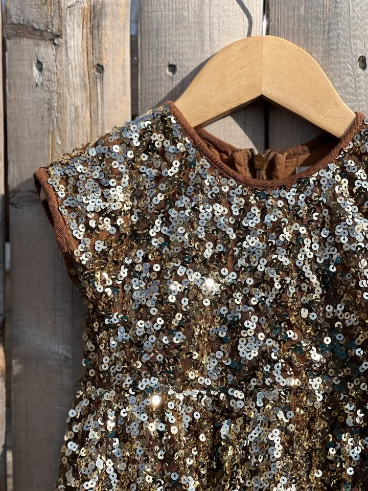 PINK CHICKEN New York Gold Sequins dress - Image 3 of 4