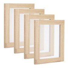 4Pcs 7.1"x5.9" Wooden Paper Making Screen Mould Frame Natural Color
