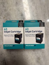 Wexford hp 63 inkjet cartridge black replaces HP 63 F6U62AN New sealed 2 Pack