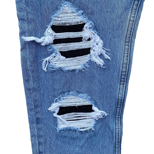 LEVIS 511 Jeans Distressed Trous Bleu Jeans avec Denim Noir en dessous 31 X 30 - Photo 3/8