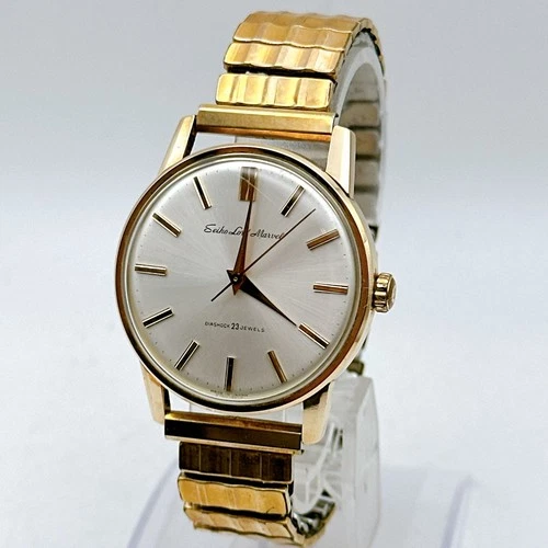 Vintage SEIKO Lord Marvel 23 Jewels Hand Winding Gold Dial Classic Dress Japan