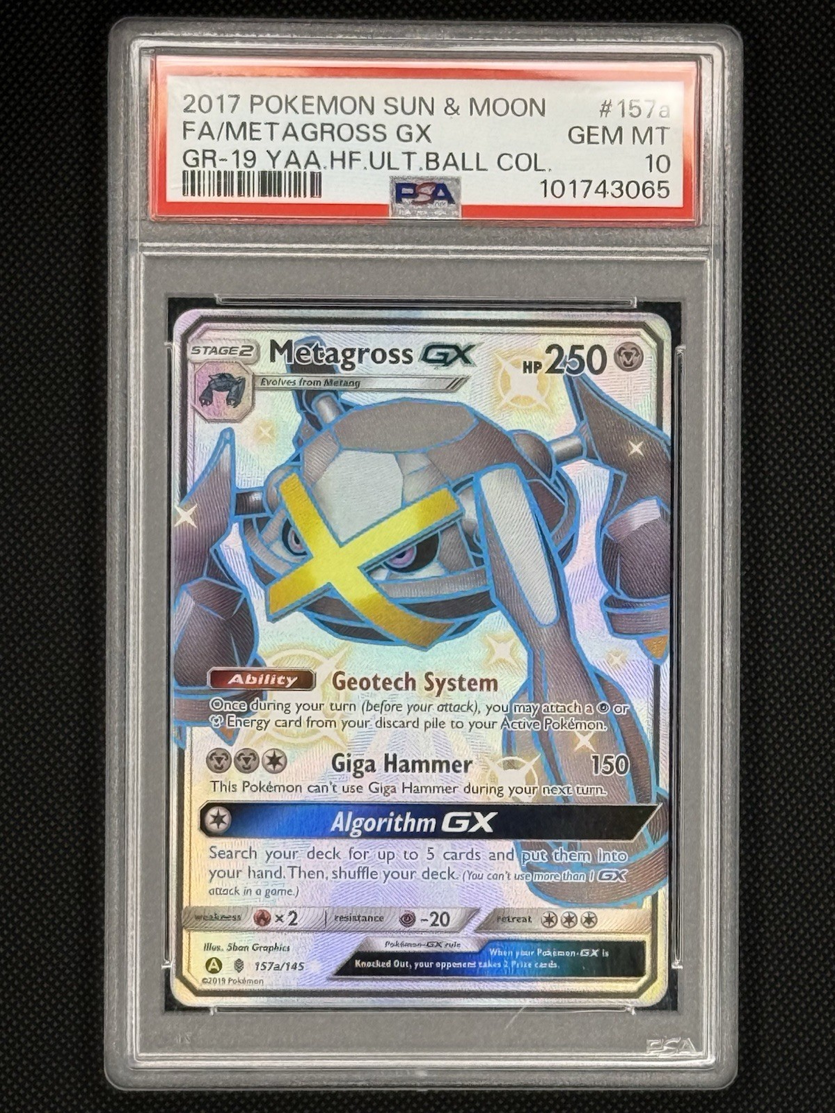 2017 POKEMON SUN & MOON GUARDIANS RISING #157A FULL ART/METAGROSS GX PSA 10