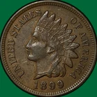 1899 Indian Head Cent Almost Uncirculated AU Coin #34050