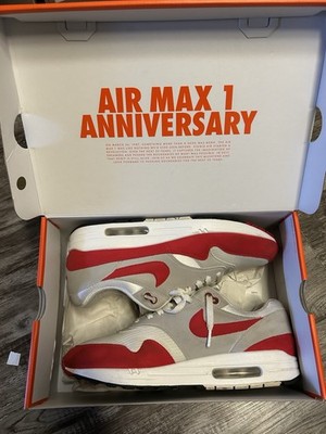Nike Air Max 1 OG Anniversary 2017 White/Red/Gray Low Top - 908375-103