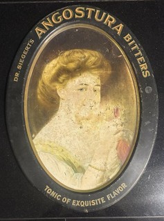 Dr. Siegert’s Angostura Bitters Tonic Pretty Lady Woman Tin Litho Adv Tray Sign