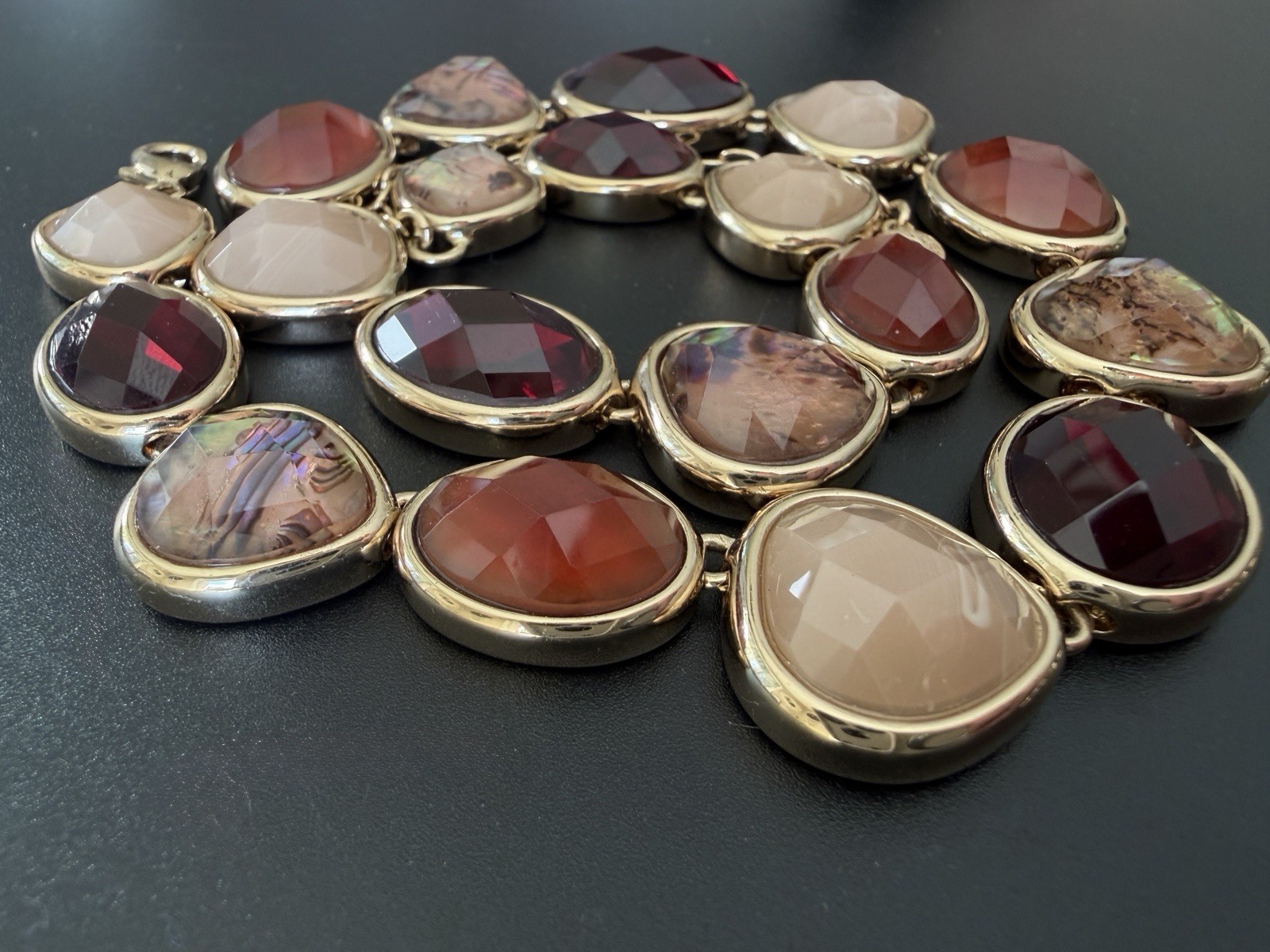 Anne Klein Multi Stone Abalone Shell Necklace Gol… - image 19