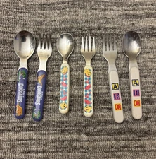 Lot Of 6 Vintage Kids Utensils Forks And Spoons Winnie The Pooh Dinosaurs