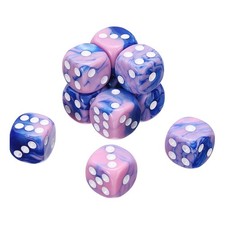 10Pcs 6 Sided Colored Standard Dice Acrylic D6 Mini Game Dice Pink/Blue White