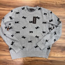 Michael Kors Men  s All Over My Logo Sweater Large Gray