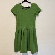 Ganni Green Textured Fit and Flare Scoop Neck Mini Dress Size M