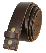 BS040 Genuine Full Grain One-Piece 100% Leather Replacement Belt Strap with S...