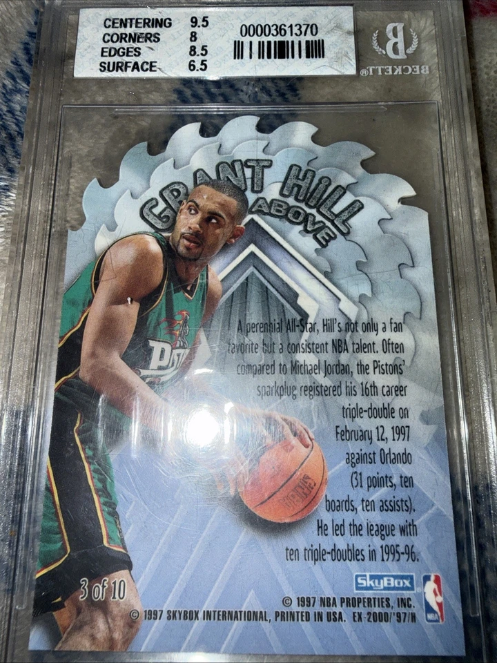 1996-97 skybox E-x2000 A cut above #3 Grant Hill 7.5 - Image 2 of 2
