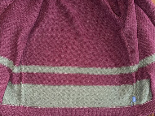 Para Hombres Polo RL Grande Universitario Lana Cárdigan Tejido Suéter Borgoña Verde Rayas PRL - Imagen 11 de 14