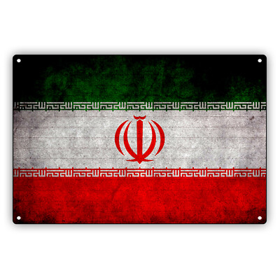 Iran Country Flag Persian Vintage Look Wall Decor Novelty Aluminum Metal Sign