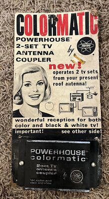 Vintag Fedtro Powerhouse Colormatic 2 Set TV Antenna Coupler With Packaging