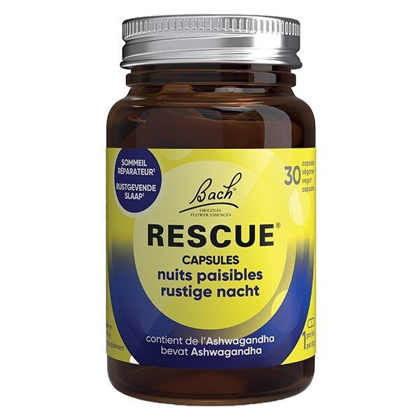 Rescue capsules nuits paisibles contre le stress nocturne et les insomnies passageres