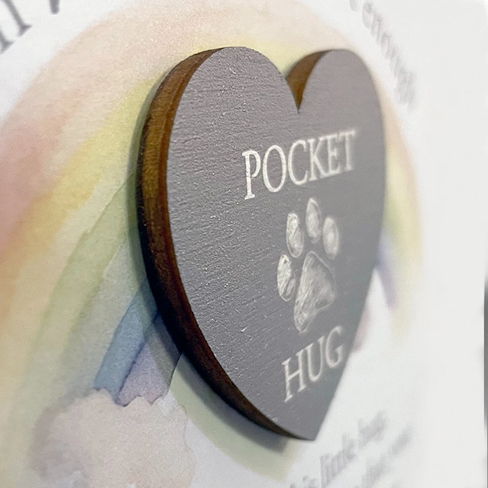 #1786 Sympathy Card with pocket wooden heart for Pet Dog Cat Sorry for your loss - Image 3 of 4