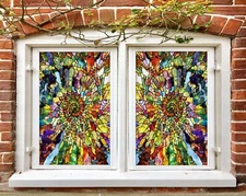 3D Circle Texture A260 Window Film Print Sticker Cling Stained Glass UV Amy