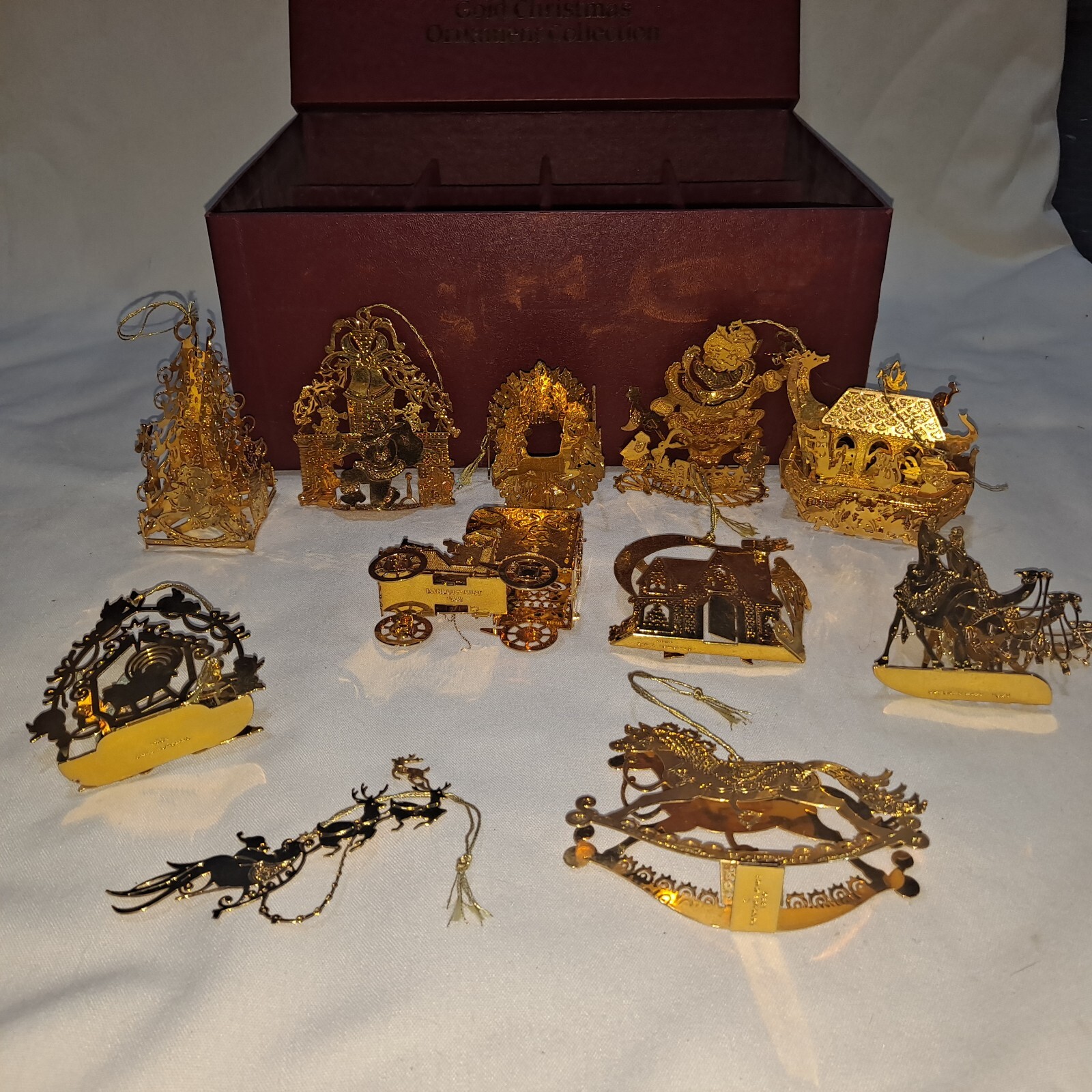 Vintage DANBURY MINT Gold Christmas Ornament Collection SET 11 original