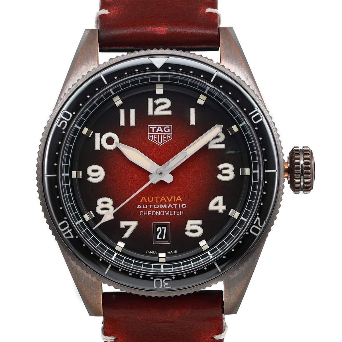 Tag heuer Autavia 42mm Bronze Red Dial Men Automatic Watch WBE5192