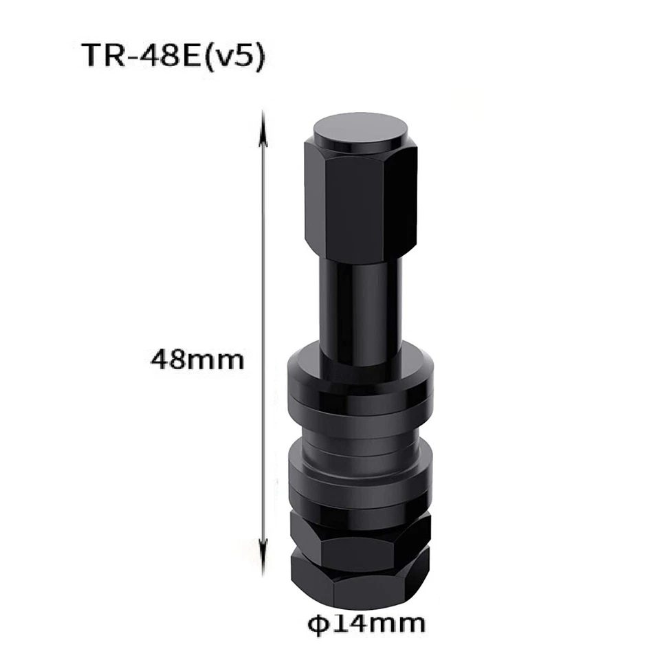 4Pcs TR48 Bolt On Tire Valve Stem BLACK alloy High Pressure Flush with Stem Cap - Image 2 of 4