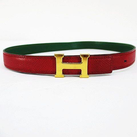 HERMES Vintage Red Leather Belt Strap 26” Waist Leather belt Hermès Red size Not specified International in  main image 4
