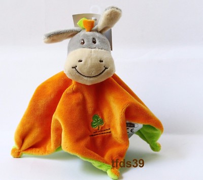 Ergee Esel orange grün Rassel Pferd Kuh Schmusetuch Kuscheltuch KIK (T136)