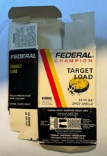 Vintage Federal Champion Target Load Paper Shot Shells Empty Box 12 Ga 7 1/2