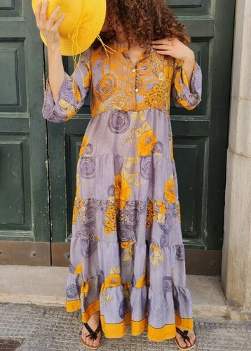 VESTITO ABITO LUNGO TUNICA CAFTANO KAFTANO TAGLIA UNICA MARE ESTATE INDIA  11 | eBay