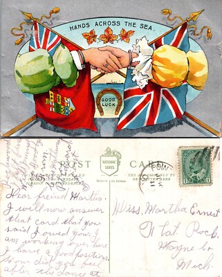 Hands Across The Sea Flags Good Luck Postcard