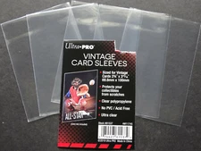 5 Loose Sleeves Ultra Pro Vintage Card Sleeves 2 3/4" x 3 15/16" Trading Cards 