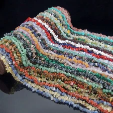 Natural Assorted Stones Chips Stone Freeform Nugget Gravel Beads Strand Jewelry