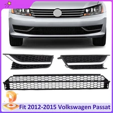 Fit 2012-2015 Volkswagen VW Passat Front Lower Grille & Fog Light Covers Bezel