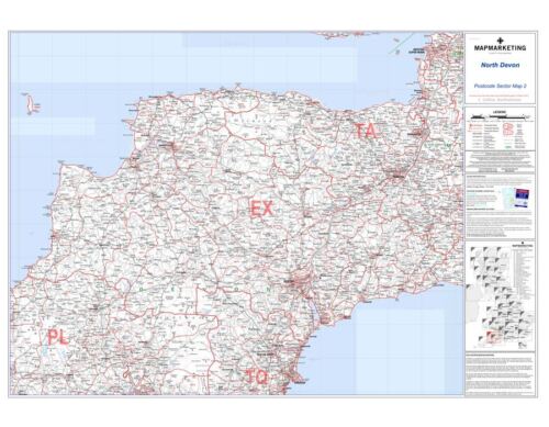 Postcode Sector Map 2 North Devon (Paper) - Afbeelding 1 van 1