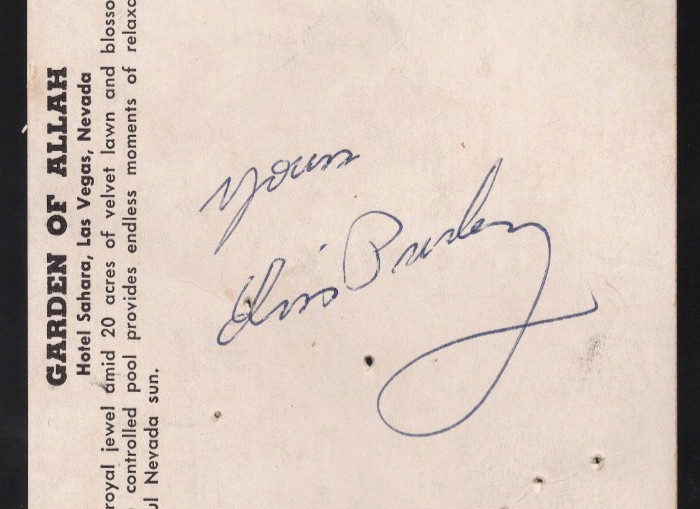 ELVIS PRESLEY PSA/DNA CERTIFIED AUTHENTIC SIGNED LAS VEGAS POSTCARD AUTOGRAPHED