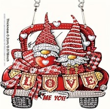 LOVE GNOMES Completed Handmade Diamond Painted Wall/Window Hanging