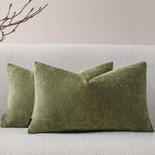 Pack of 2 Decorative Chenille Throw Pillow 20" x 12" Pack of 2 Moss Green