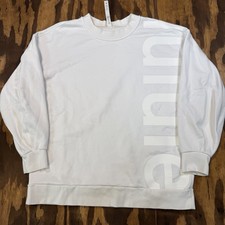 Lululemon White Spellout Crewneck Sweatshirt Heavyweight, Size 6